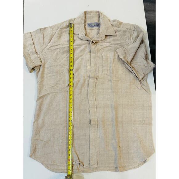 Raja's Linen Shirt Mens LG Raw Slub Textured Short Sleeve Vintage 90s Bangkok - Picture 5 of 7
